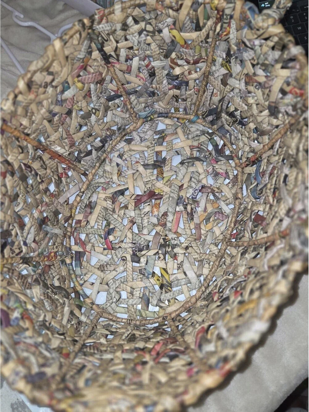 Handmade Woven news Paper Oval Basket w/ Handles,